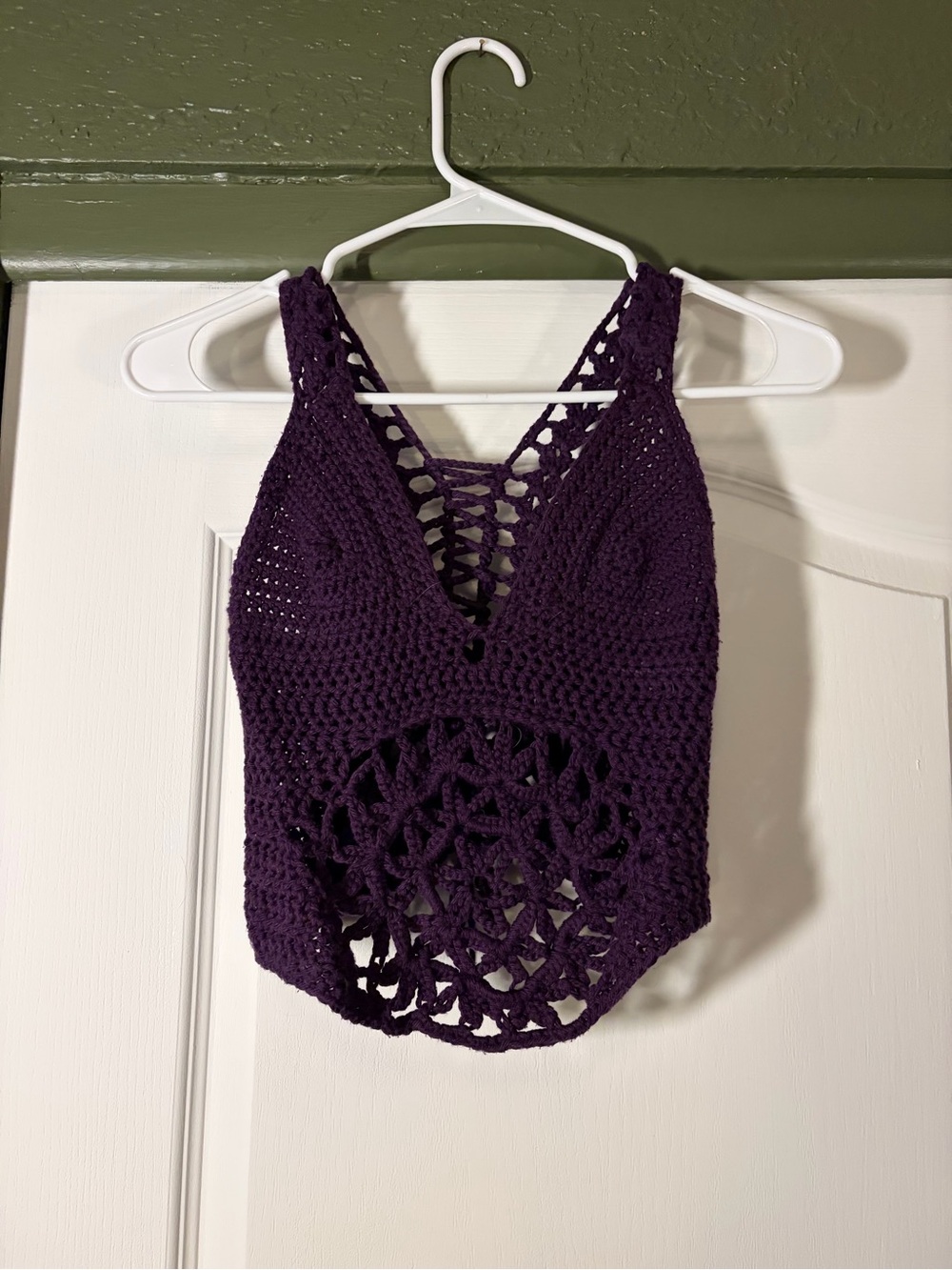 Purple Crochet V-Neck Tank Top